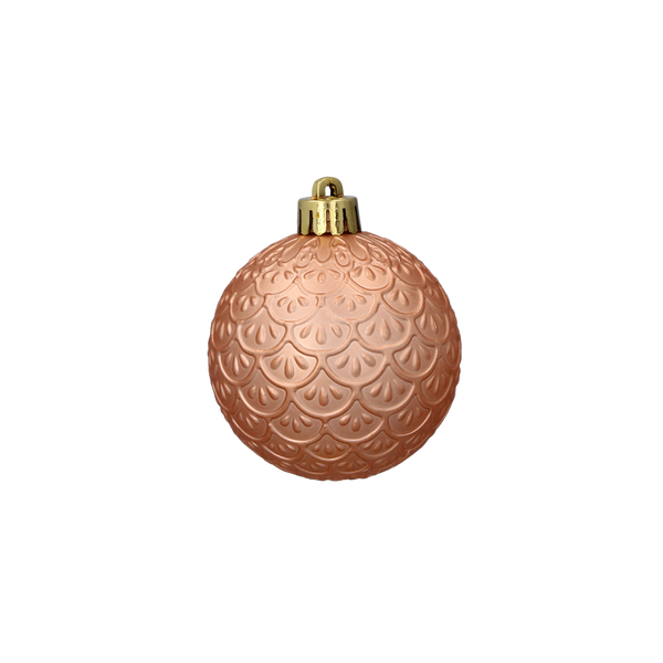 SET OF 6 BAUBLES 6 CM OLIVE/COPPER/GRAPHITE MIX DESIGNS