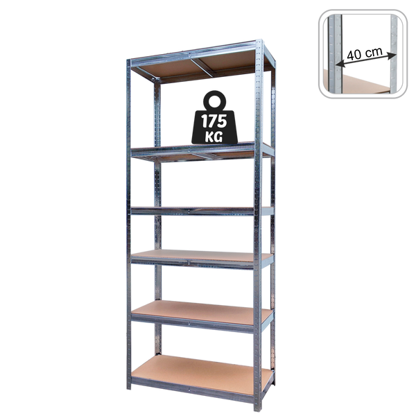 REGAŁ 6-POZIOMOWY 200 X 90 X 40 CM UDŹWIG PÓŁKI: 175 KG *0650