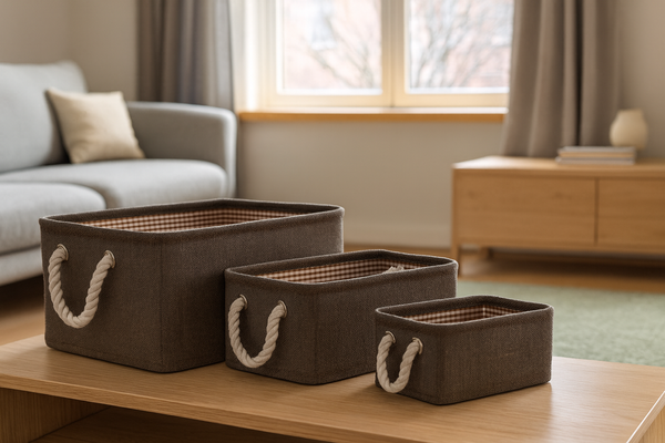 ZESTAW 3 ORGANIZERÓW PROSTOKĄTNYCH BRĄZOWY