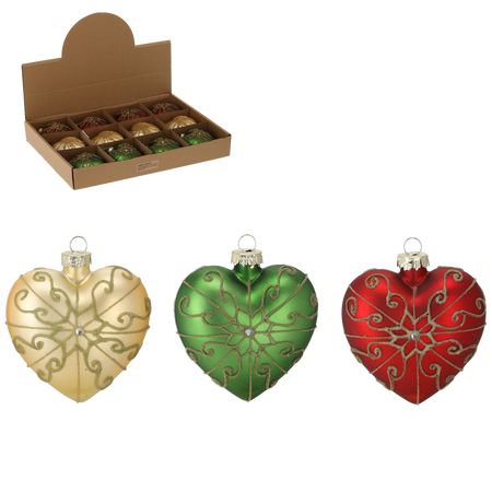 GLASS ORNAMENT HEART DIA 8CM 