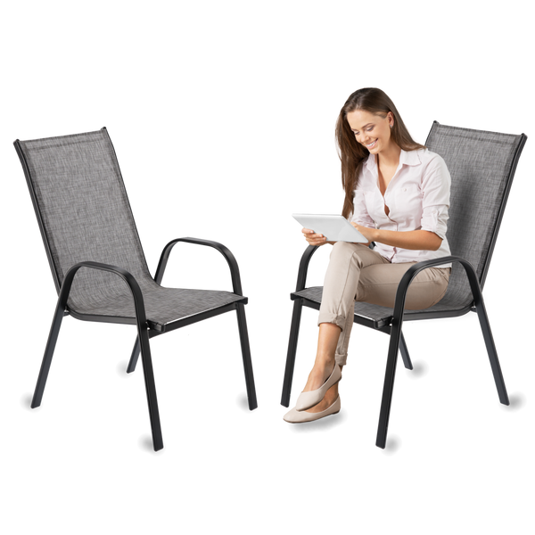 SET OF 2 GREY GARDEN CHAIRS 54 X 72 X 96