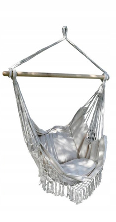 HAMAC - LEAGĂN - SCARĂ BRAZILIANĂ PENDUL BOHO 130 x 100 CM BEJ/GRI *3200