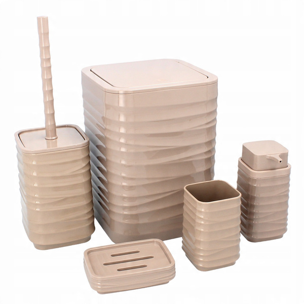 5-PIECE BATHROOM SET SQUARE BROWN