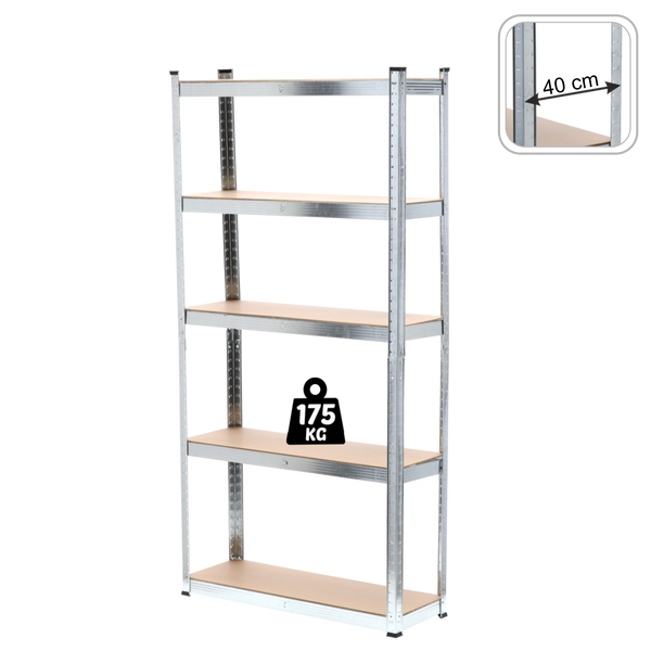 REGAŁ 5-POZIOMOWY 220 X 90 X 40 CM UDŹWIG PÓŁKI: 175 KG *0629