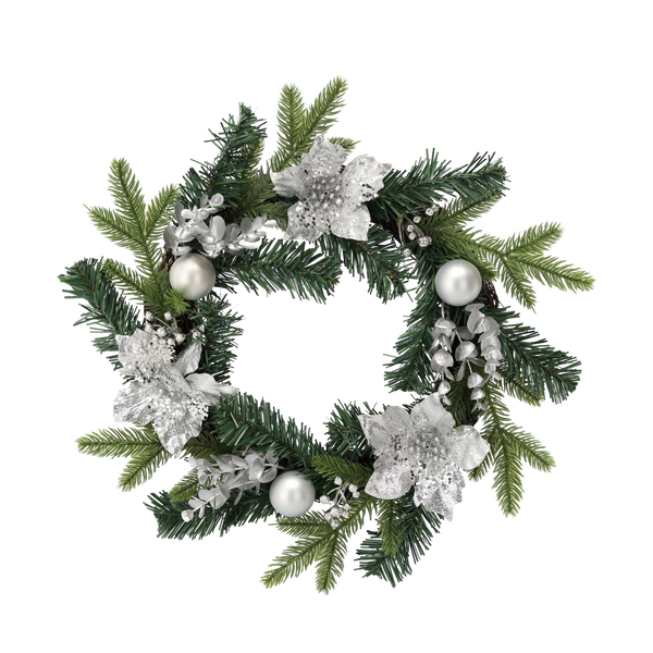 CHRISTMAS WREATH 40 CM SILVER