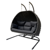 HANGING CHAIR TONDER - BLACK CHAIR, BLACK CUSHION, MATT BLACK FRAME