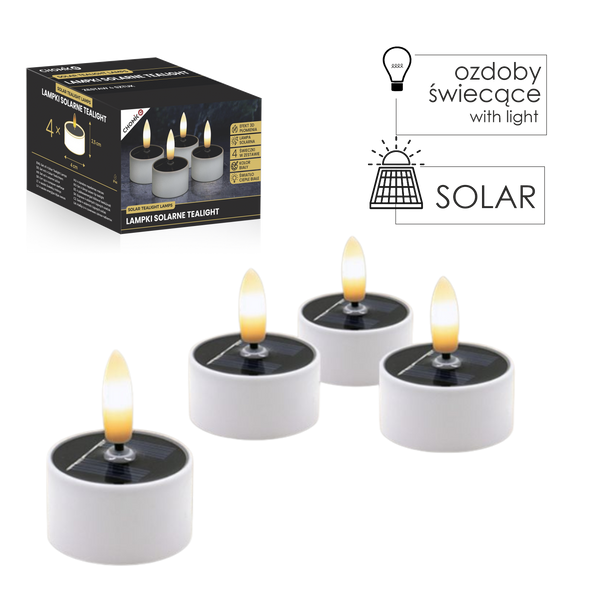 KPL. 4 LAMPEK SOLARNYCH TEALIGHT 4 X 2,5 CM/5 CM *9445