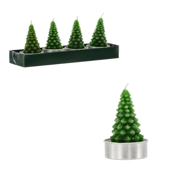 SADA 4 SVIEČOK 18 x 5 x 7 CM ZELENÝ STROMČEK balenie=12ks *4406