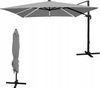 PARASOL OGRODOWY 3 x 4 M SZARY "ROMA" Z POKROWCEM Z LED 