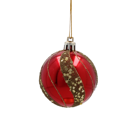 SET OF 8 CHRISTMAS BAUBLES RED 6 CM