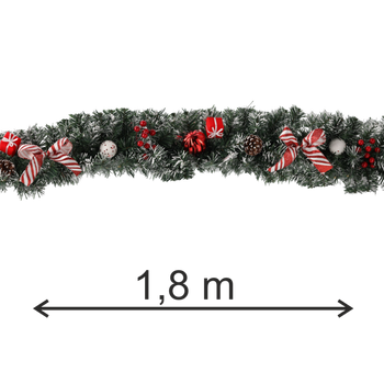 CHRISTMAS DECORATION - GARLAND 1,8 M WHITE AND RED