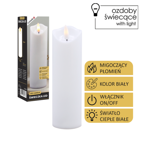 LED CANDLE WHITE 5 X 17,5 CM