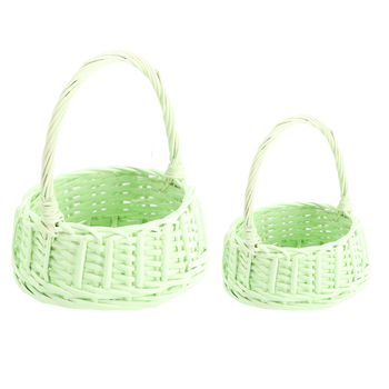 ZESTAW 2 KOSZYKÓW RATTANOWYCH Z RĄCZKĄ – ZIELONY