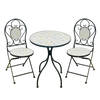 ZESTAW MEBLI OGRODOWYCH METALOWYCH MOZAIKA "LOULOUDIA" STÓŁ + 2 KRZESŁA