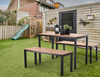 ZESTAW MEBLI OGRODOWYCH STÓŁ 110 x 58.5 x 75.5 CM + 2 ŁAWKI 110 x 39 x 45 CM BRĄZOWY *0858