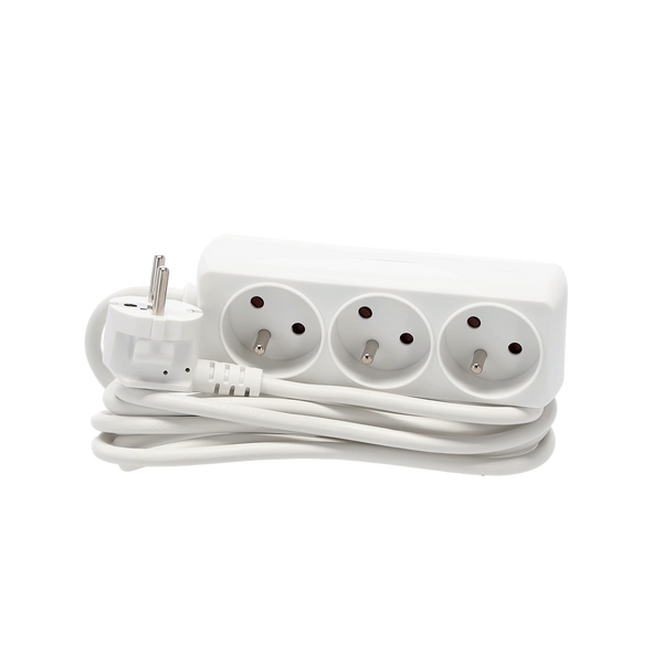 EXTENSION CORD POWER STRIP 3 SOCKETS 3M WHITE