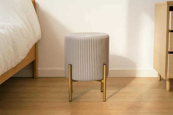 ROUND POUF WITH LEGS 28 X 42 CM GREY