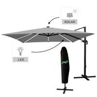PARASOL OGRODOWY 3 x 3 M SZARY "ROMA" Z POKROWCEM Z LED *1558