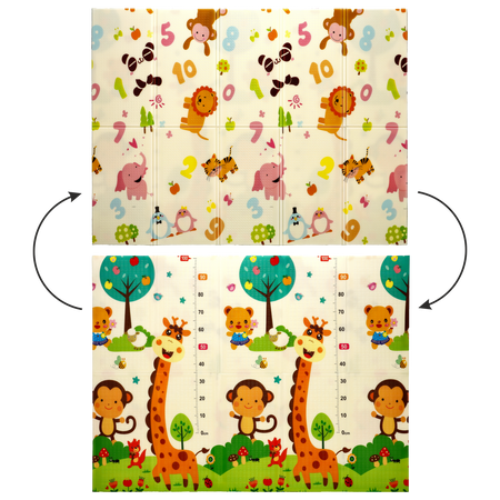 Dvojstranná vzdelávacia podložka 150x200x1 cm skladacia zvieratá-čísla + taška *4329