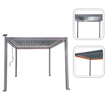 PERGOLĂ ALIMENTARĂ DIN ALUMINIU CU LED GRI 3 x 3 x 2,5 M *0555