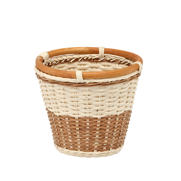 KOSZYK RATTANOWY 20 x 17/18 CM NATURALNY - BIAŁY *6164