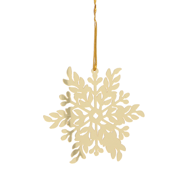 SET OF 3 CHRISTMAS TREE DECORATIONS - GOLD SNOWFLAKE 8 x 8 CM
