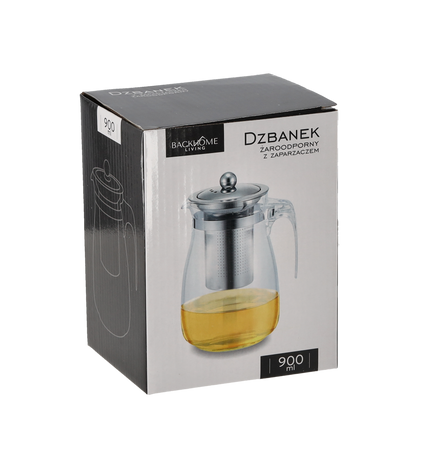 ŽIARUVZDORNÁ KANVICA S NEREZOVÝM POKLOPCOM A ČAJOVÝM FILTROM 900 ML *1557