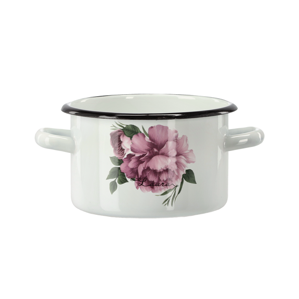 GARNEK EMALIOWANY 2 L 16 CM BIAŁY PIWONIA LAURA *9150