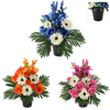 UMĚLÝ KVĚTINOVÝ VĚNEC V KVĚTINÁČI 43 CM MIX BARVY *2928