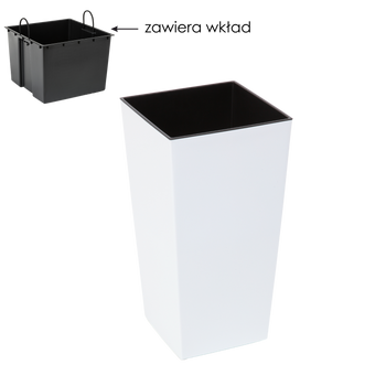 Planter FINEZJA 300x300 MM WITH INSERT - white