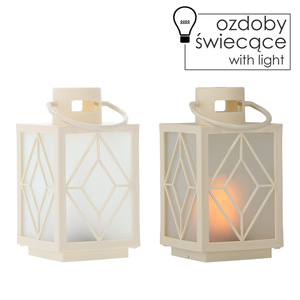 LANTERNĂ DE SĂRBĂTOARE 11 x 11 x 20,5 CM CU INSERT LED ALB *2553