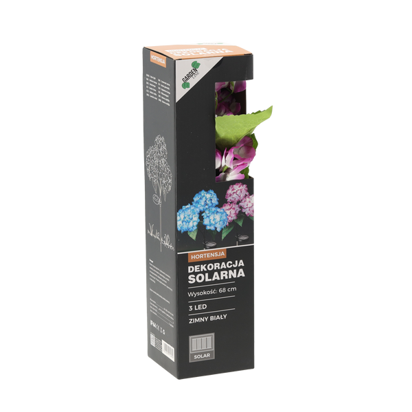 LAMPA SOLARĂ H 68 CM HORTENSIE 3 LED ALB RECE MIX DE CULORI disp=12buc *4699