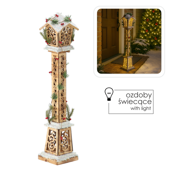 LANTERNĂ FESTIVĂ DIN Lemn BRONZ LED 16 x 16 x 85 CM *5249