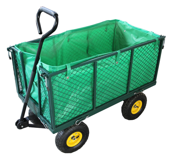 WÓZEK OGRODOWY DWUFUNKCYJNY XL - ZIELONY Z PLANDEKĄ *0108