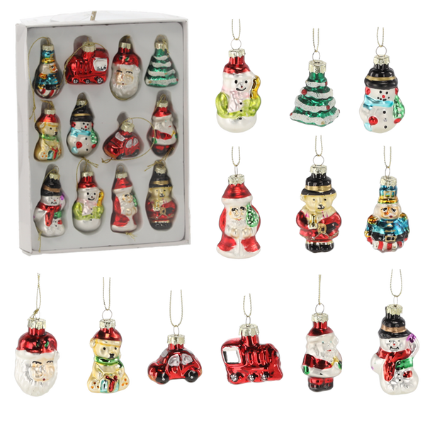 SET OF 12 CHRISTMAS TREE BAUBLES MIX DESIGNS 22 x 16 x 4 CM