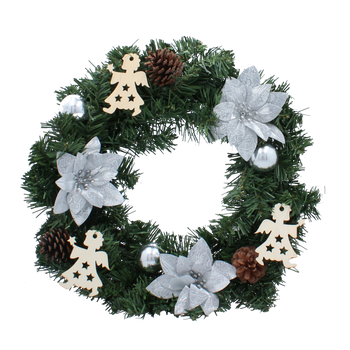 VÁNOČNÍ VĚNEC 40 CM STŘÍBRNÝ *4107