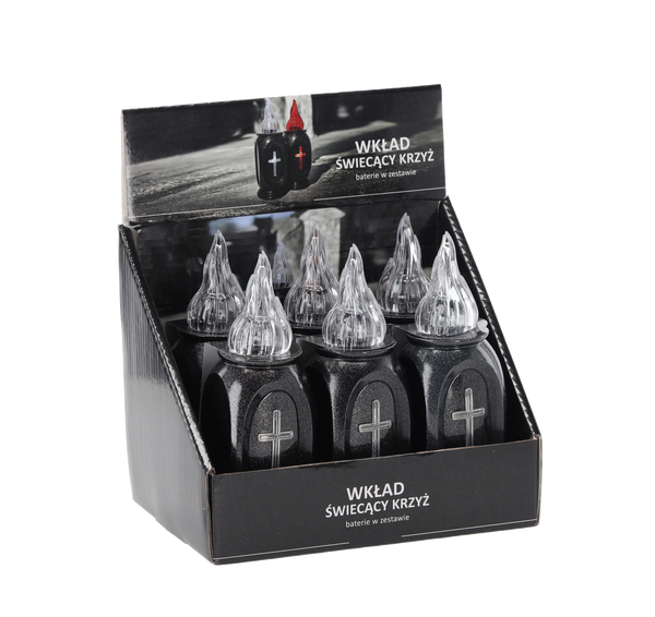 WKŁAD LED VASO ŚWIECĄCY KRZYŻ GRANIT+ZIMNY BIAŁY*2358