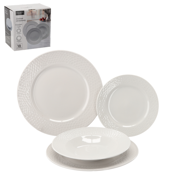 ZESTAW OBIADOWY 18 EL. OKRĄGŁY BIAŁY *1359