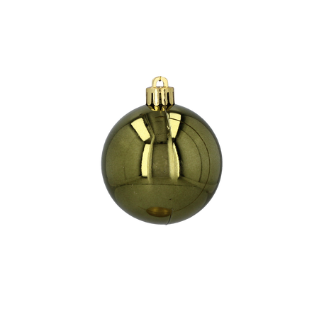 SET OF 10 BAUBLES 6 CM OLIVE/COPPER/GRAPHITE