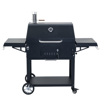 GRILL PE CARBUNE "VULCANO" CU CAPAC, GRĂTAR DIN FONTĂ ȘI ROȚI 153 x 65 x 137 CM *5221