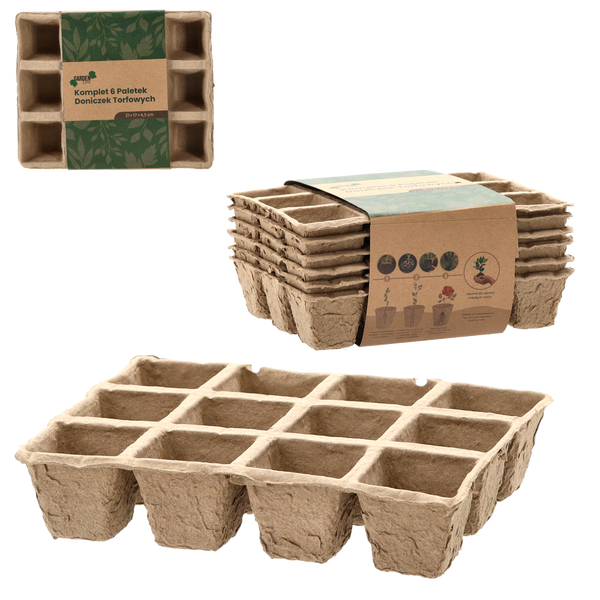KPL. 6 PALETEK DONICZEK TORFOWYCH 21 x 17 x 4,5 CM *3227