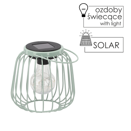 SOLÁRNY LAMPIÓN Z KOVU MÄTOVÝ 15 CM *8877