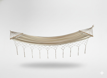 HAMAK Z FRĘDZLAMI BOHO 200 x 100 CM BEŻOWY