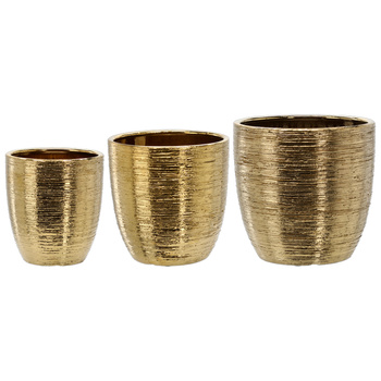 Set of 3 Ceramic Pot Covers 20, 25, 30 cm - Gold