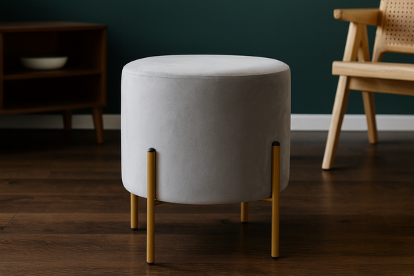 PUFA OKRĄGŁA NA NÓŻKACH 35 x 40 CM SZARA *3918