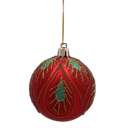 SET OF 6 CHRISTMAS BAUBLES RED 7 CM