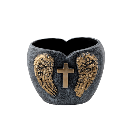 HEART CEMENT POT - DARK GREY GOLD 20 X 15 X 16,5 CM
