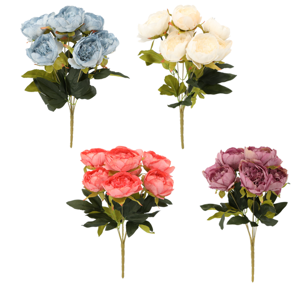 SZTUCZNA GAŁĄZKA - BUKIET 7 PIWONII 43 CM MIX KOLORÓW *4151