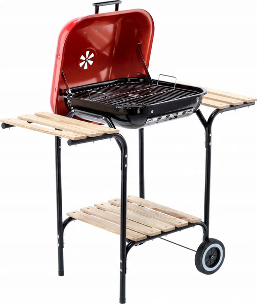 AMERICAN CHARCOAL BBQ WITH SIDE SHELVES AND WHEELS 96 x 45 x 75 CM