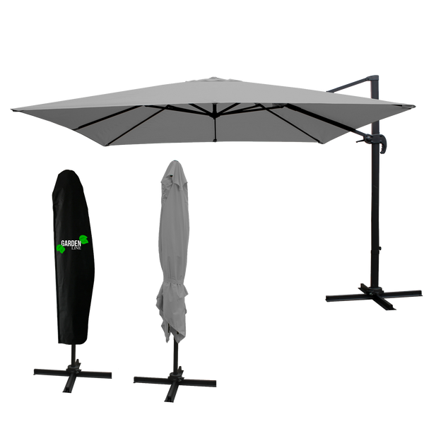 ZAHRADNÍ PARASOL "MINI ROMA" 2,5 x 2,5 M ŠEDÝ S OBALOM *5378